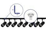 Set completo 1-Fase Rail L 1 x 2 Metro Nero | incl. 8x Faretti + GU10 2700K 3W Dimmerabile + Tappo Di Chiusura, Connettore di Alimentazione e L -Connettore