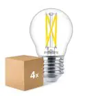 Confezione Multipack 4x Philips MASTER LED Lustre E27 Sferica Filamento Chiara 2.5W 340lm - 922-927 Dim To Warm | Miglior Resa Cromatica - Dimmerabile - Sostitutiva 25W
